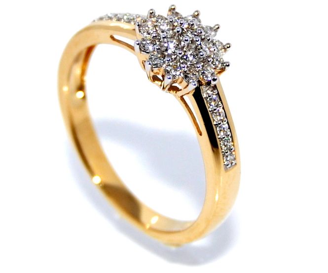 Hovedbilde Forlovelsesring i gult gull med diamanter 0.25ct ...