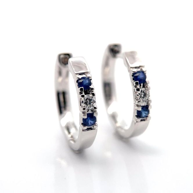 Hovedbilde Diamantøredobber - Safir ørepynt med diamanter ...