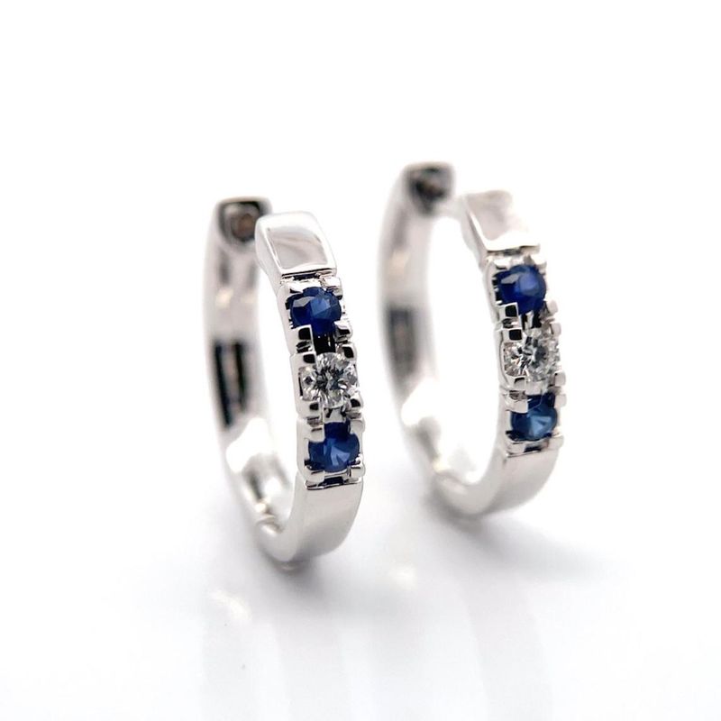 Diamantøredobber - Safir ørepynt med diamanter 0.08 ct w.si 
