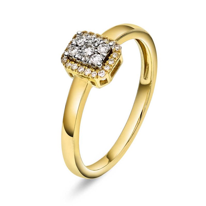 Diamantring i gult gull med diamanter 0.15ct w.p